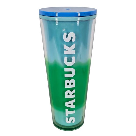 STARBUCKS 2020 24 OZ COLD BEVERAGE TUMBLER - BLUE TO GREEN GRADIENT DESIGN - Picture 1 of 8